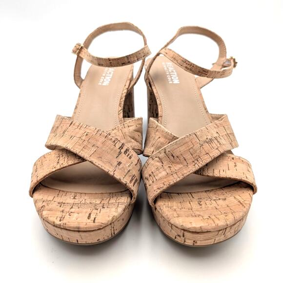 Kenneth Cole Reaction Reeva Platform Heel Sandal Women's Cork Size US9 EU40 - Picture 2 of 12